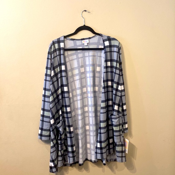 Women’s Window Pane / Plaid Lularoe A-Line Caroline Cardigan w pockets sz M NWT - Picture 1 of 6